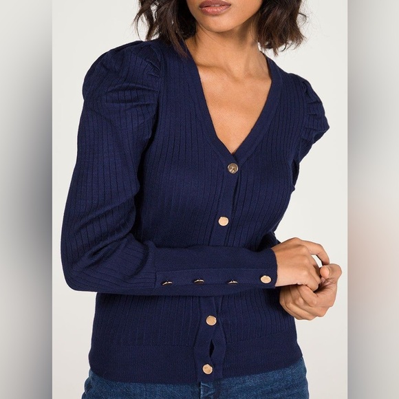 Versona Navy Cardigan with Gold Buttons - Picture 1 of 6
